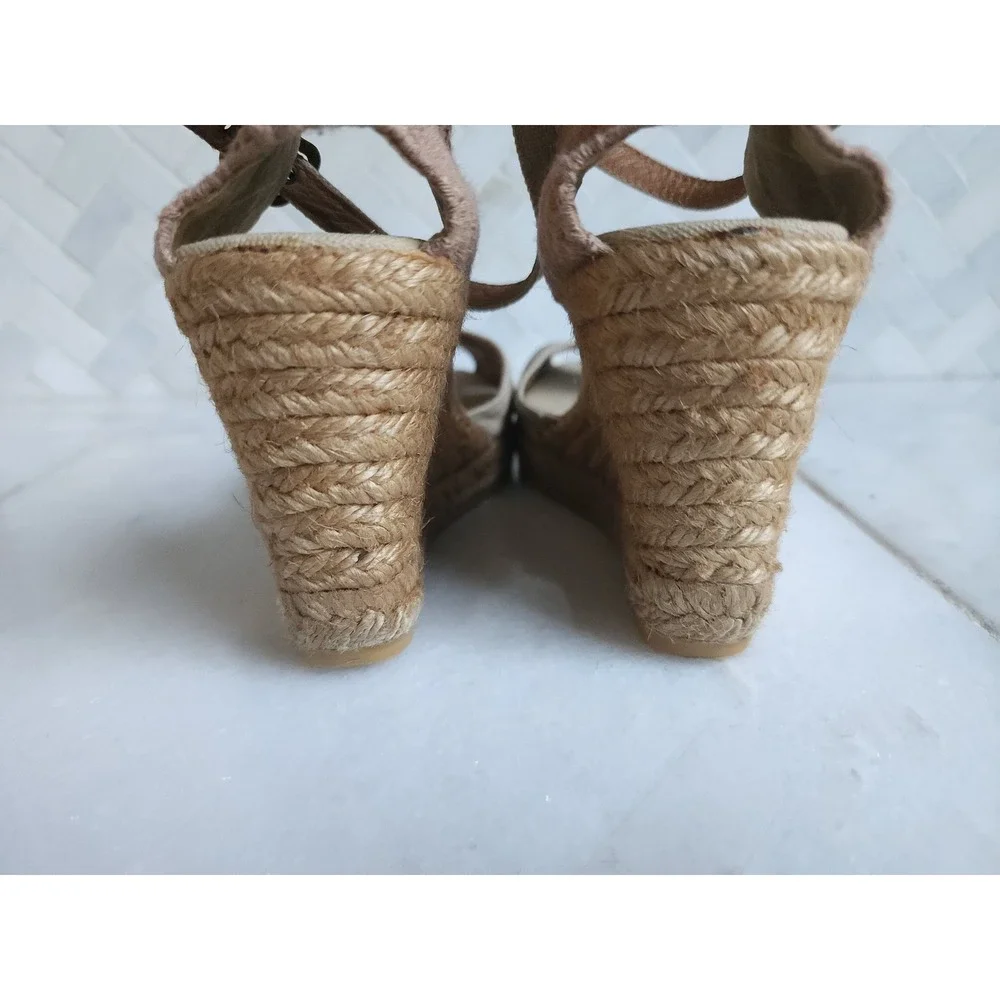 Viscata Aiguablava Espadrille Wedge Sandals Women US 7 Beige Canvas Ankle Strap